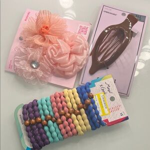 Multiples Hair Accessories Set - Pink, Brown, Multicolor.